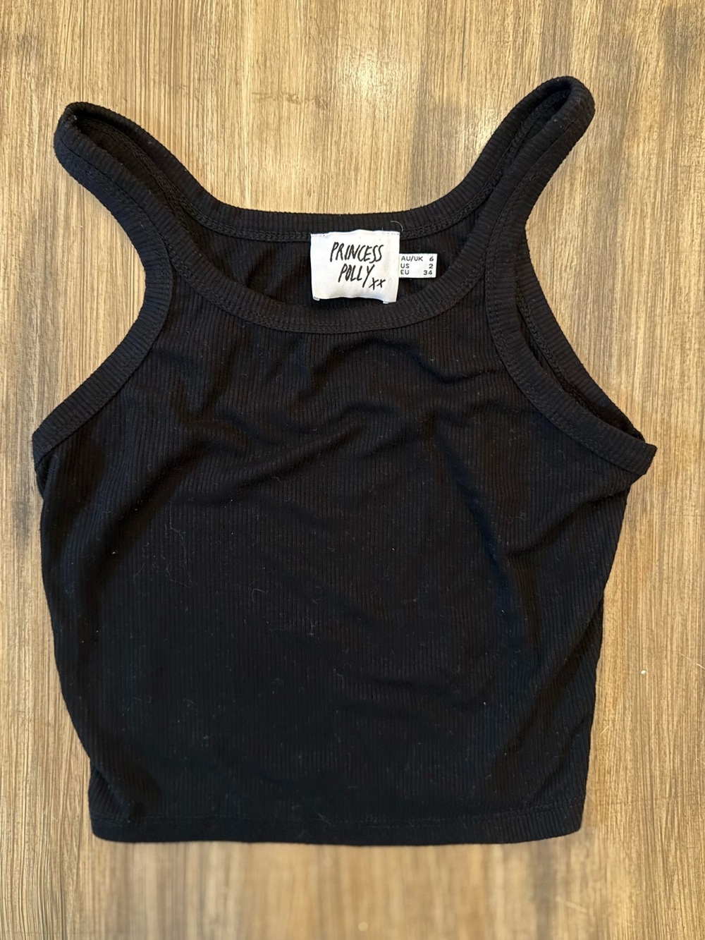 Princess Polly Black Ribbed Tank